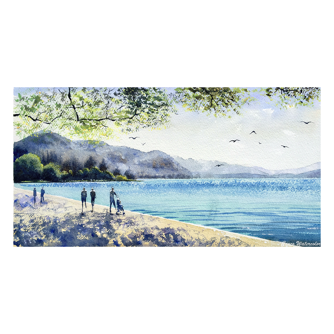 Le lac d'Annecy - Original Artwork (framed by a craftsman)