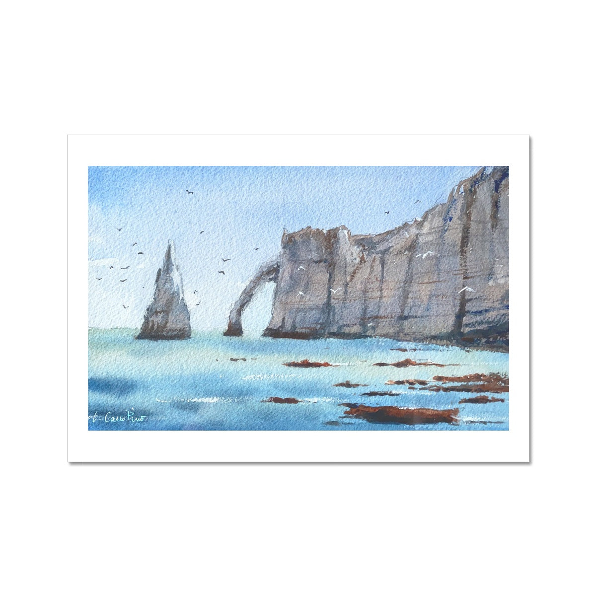 The Cliffs of Etretat (watercolor) - Giclée print on watercolor paper