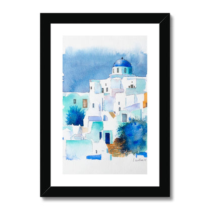 Oia, Santorini 1 (Watercolor) Framed & Mounted Print