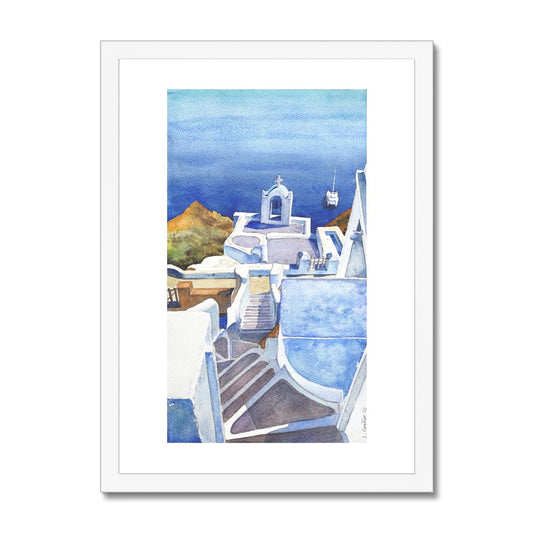 Oia, Santorini 3 (Watercolor) Framed Print