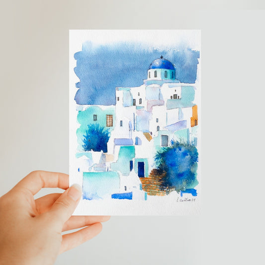 Oia, Santorini 1 (Watercolor) Postcard