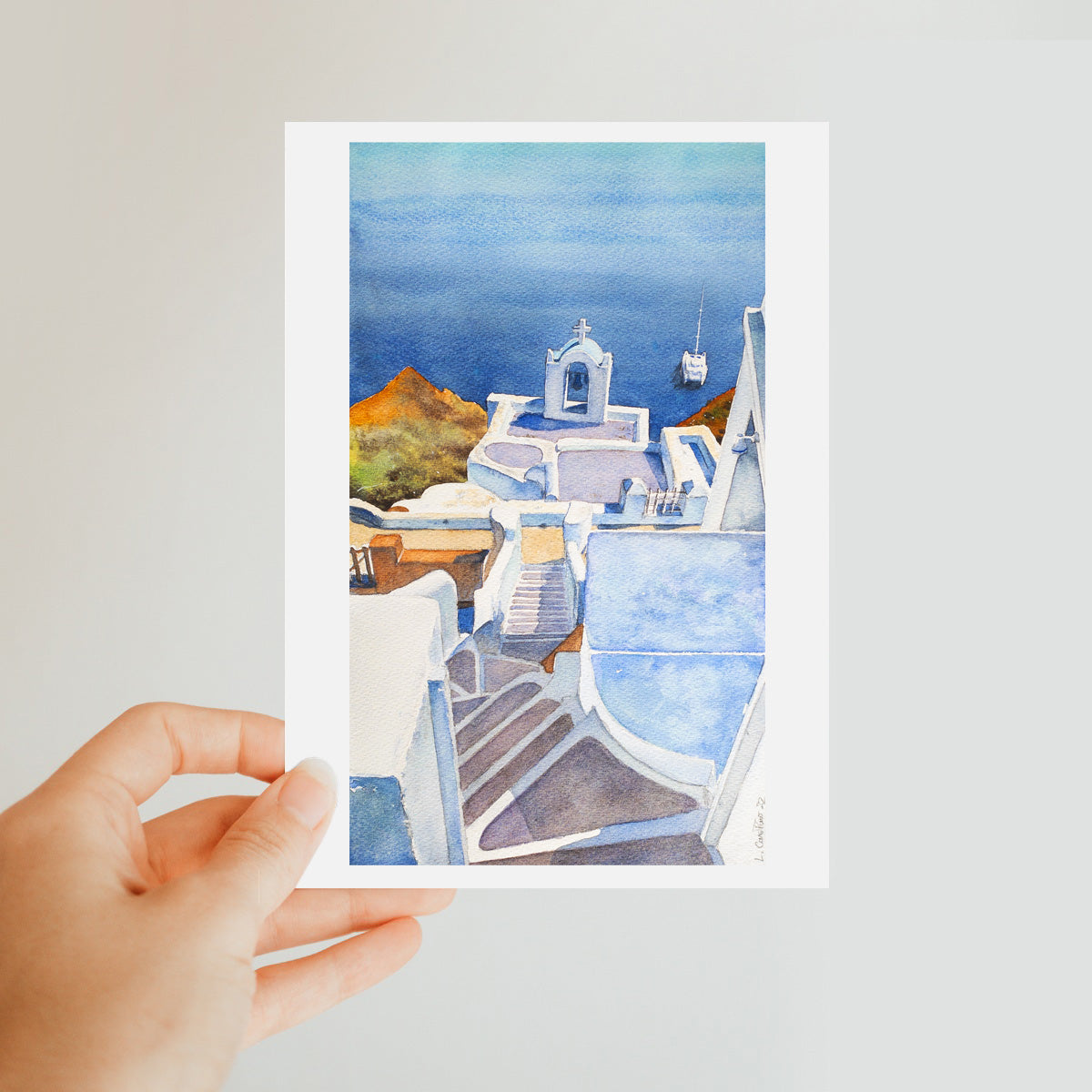 Oia, Santorini 3 (Watercolor) Postcard