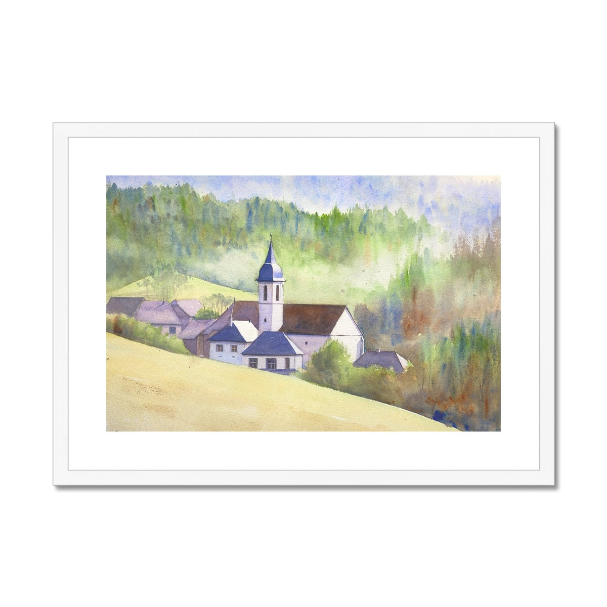 La Chapelle Saint Maurice (Watercolor) Framed & Mounted Print